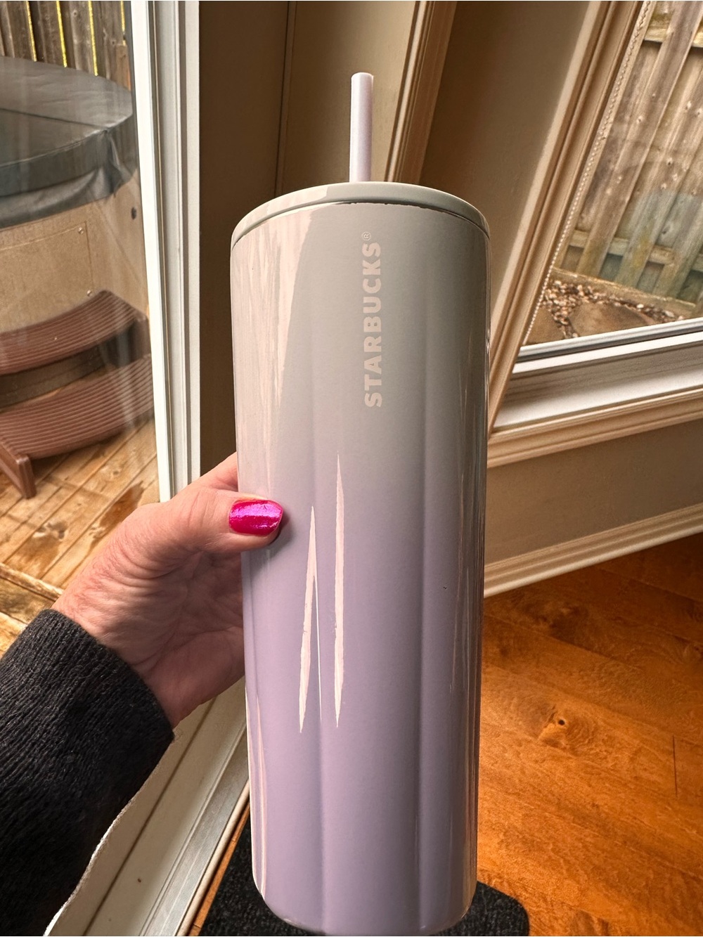 Starbucks Pale Lavender to White Ombre Stainless Coldcup with Straw